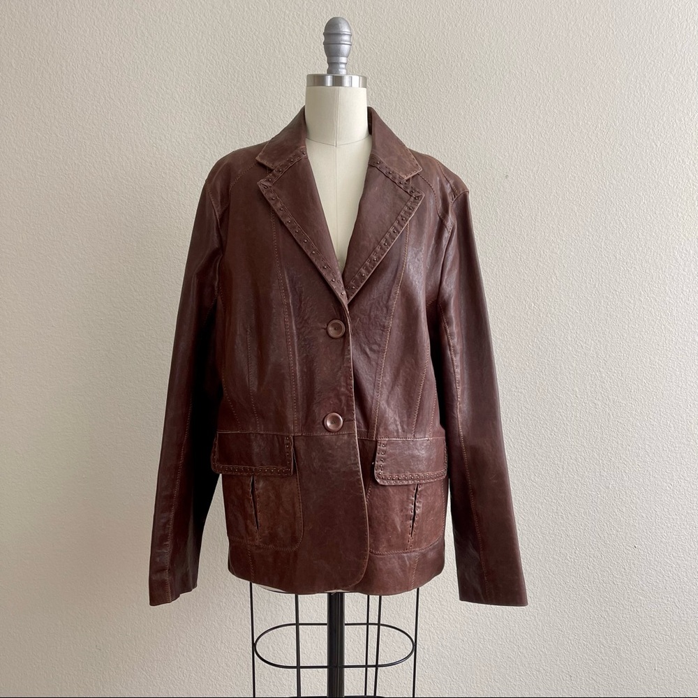 Luisa Cerano Lamb Nappa Leather Brown Jacket